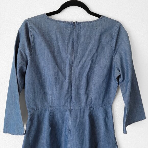 NWOT Something Else by Natalie Wood Chambray Cut Out Embroidery Flower Dress - Picture 7 of 7